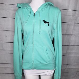 PINK Victoria's Secret mint green teal full zip S